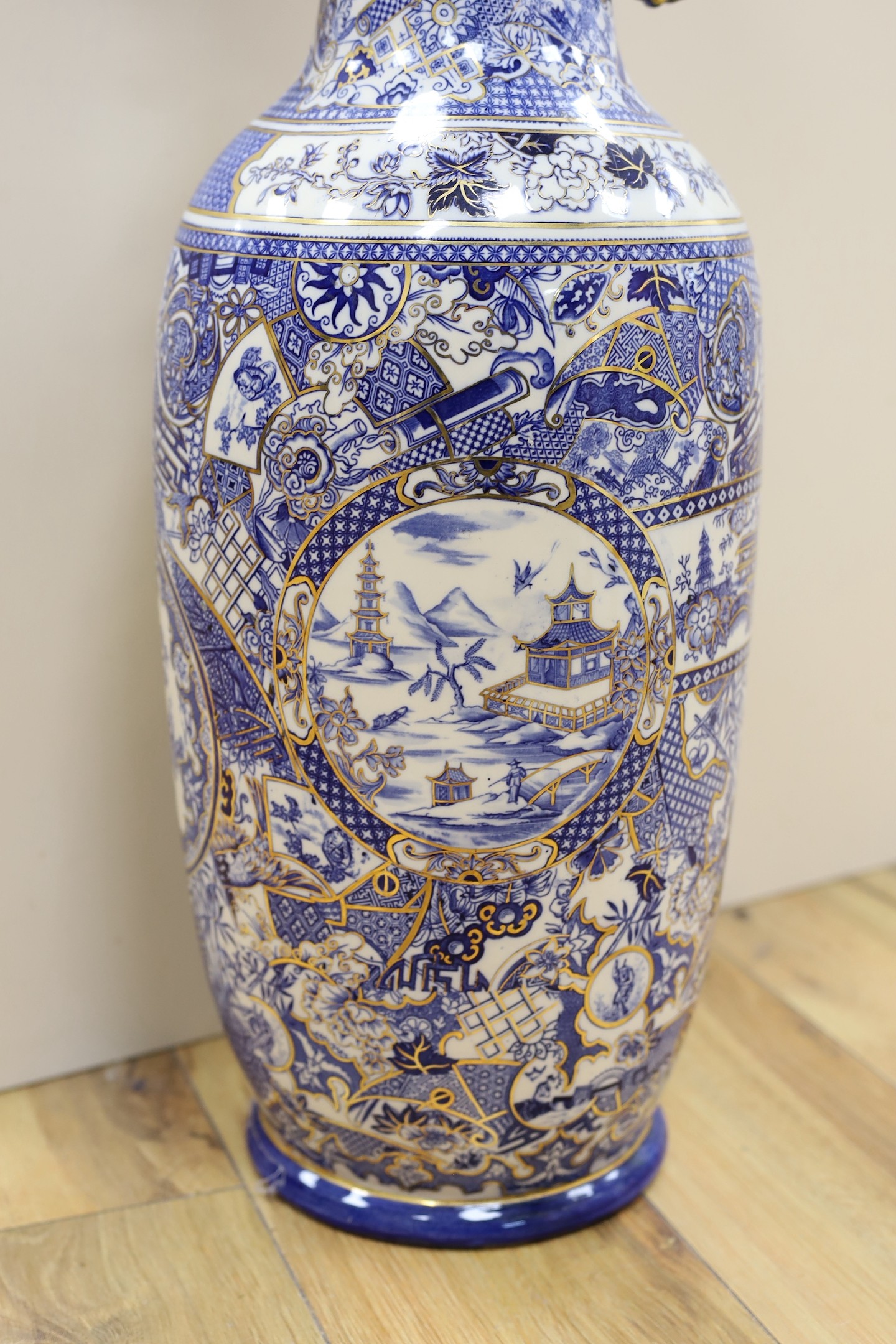 A Large Rorstrand chinoiserie baluster vase, 70cm tall